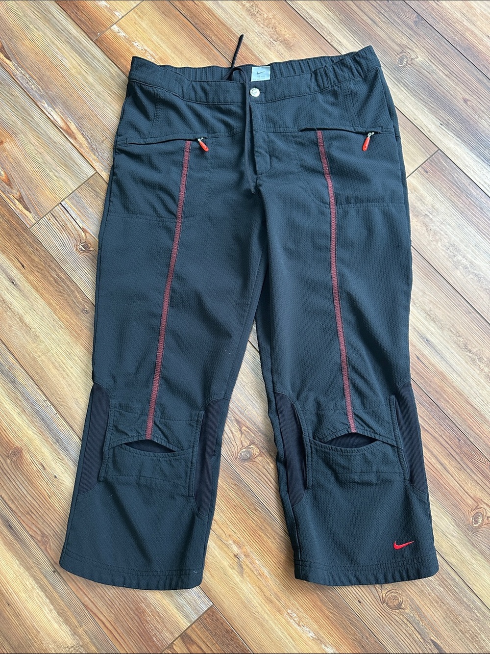 Nike Women’s Black Capri Pants with Red Accents